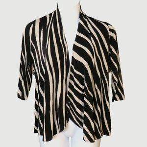 Chico's Black and Beige Animal Print Open Front Cardigan Size 0/Small (4) EUC